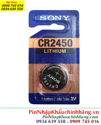 Pin Sony CR2450; Pin 3v lithium Sony CR2450 chính hãng (Loại vỉ 1viên), Xuất xứ Indonesia